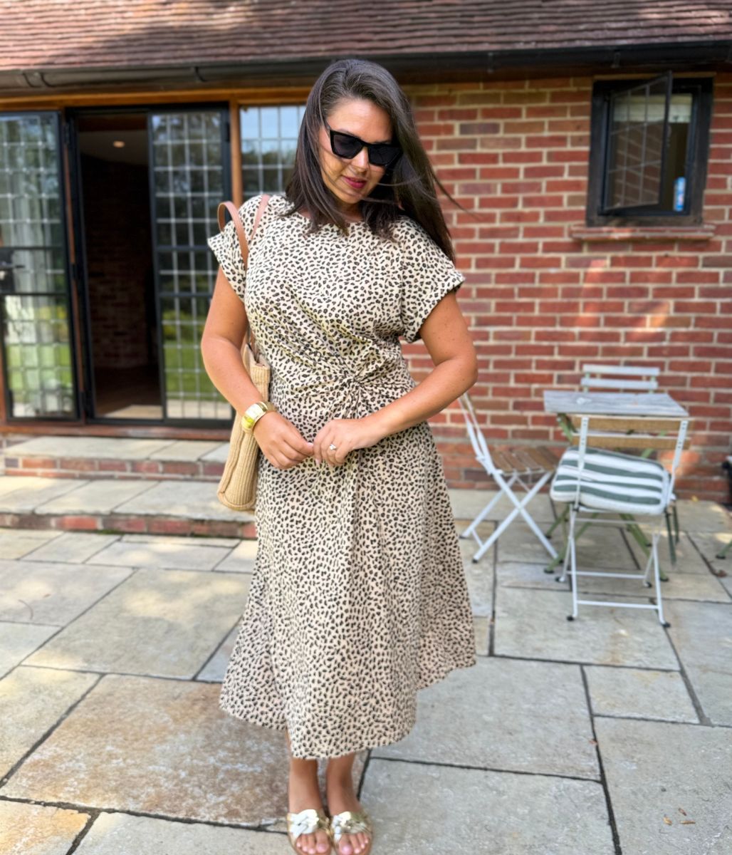 Leopard Print Side Twist Jersey Dress