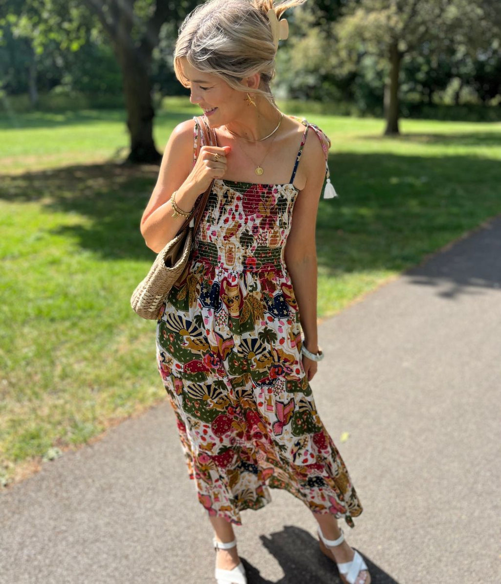 Ivory Malta Shirred Midi Dress