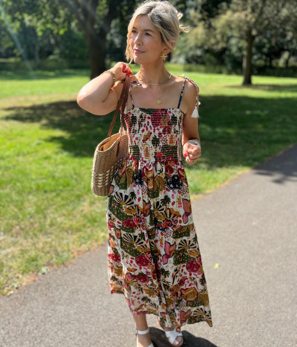 Ivory Malta Shirred Midi Dress