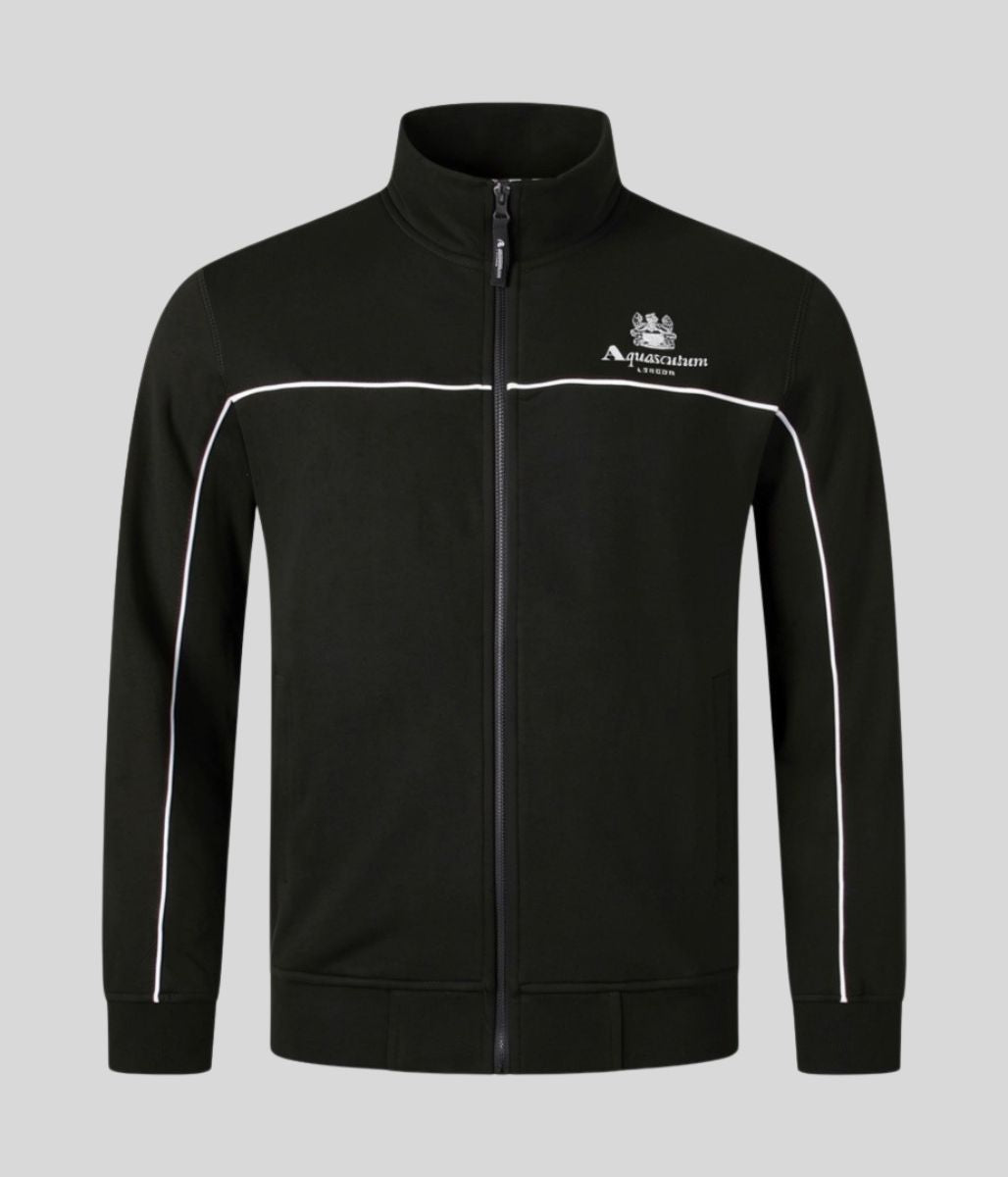 Black Aquascutum Active Piping Mock Neck Track Top