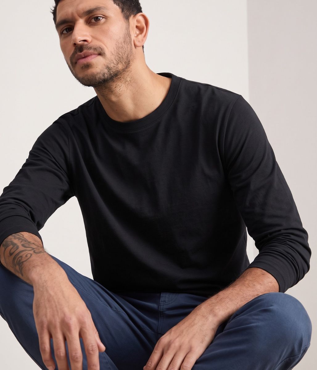 Mens Black Relaxed Fit Ultimate Long Sleeve T Shirt