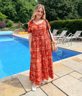 Rust Starfish Print Maxi Dress
