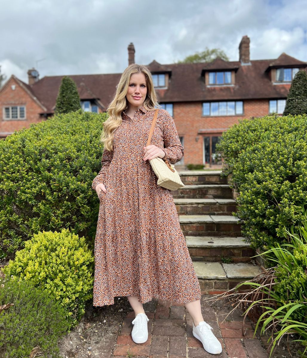 Brakeburn Spotted Jersey Shirt Midaxi Dress