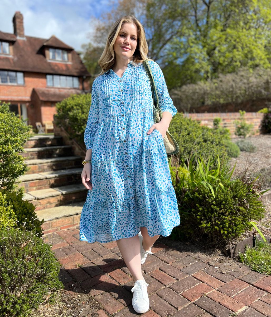 Brakeburn Light Blue Watercolour Printed Midi Dress