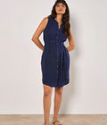 Navy Cotton Button Through Dress