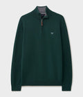 Bottle Green Mens Cotton Half Zip Jumper