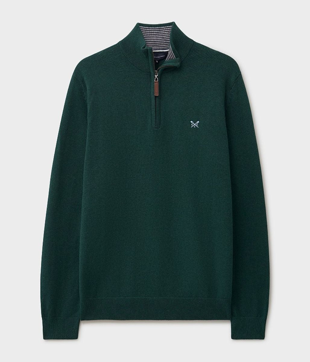 Bottle Green Mens Cotton Half Zip Jumper