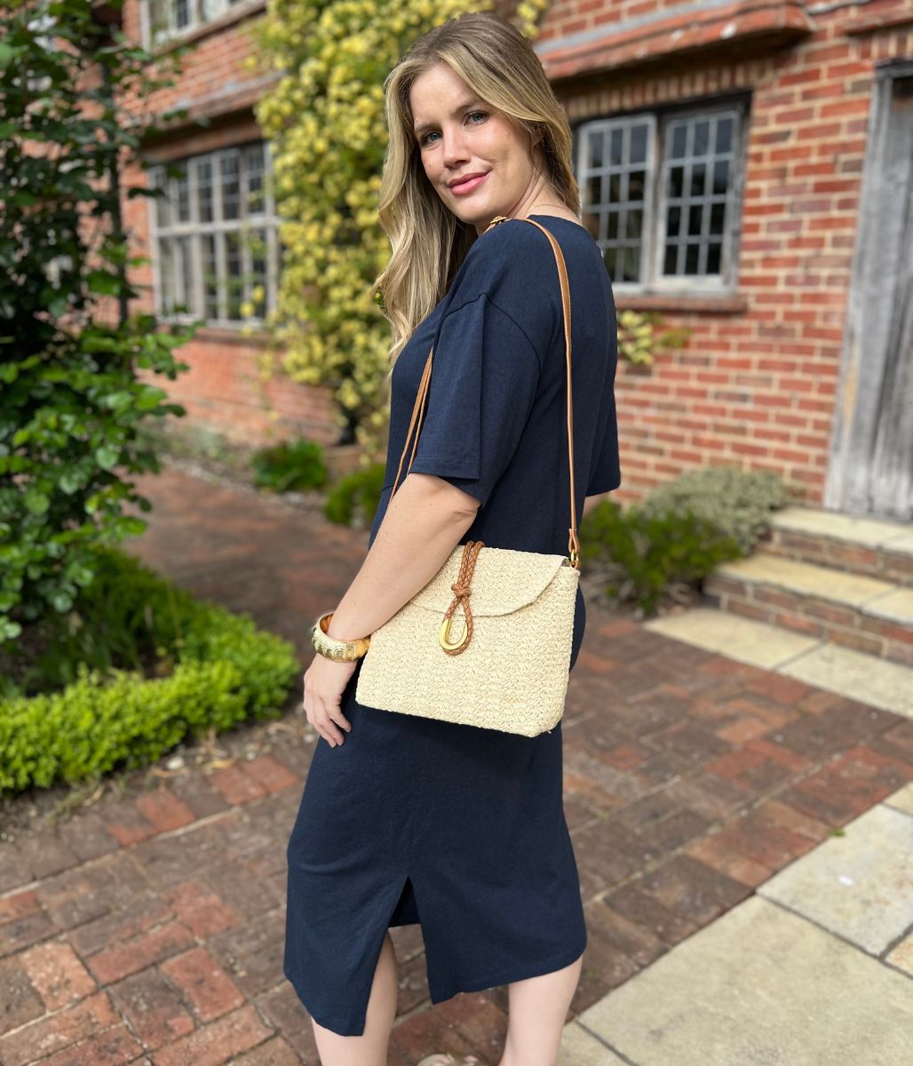 Navy Jersey Twist T-Shirt Dress