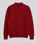 Mens Red Textured Collared Jumper