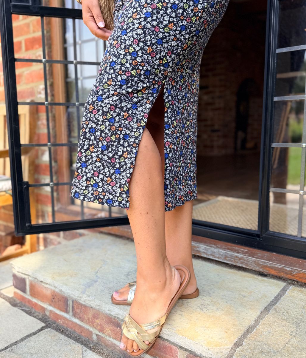 Black Ditsy Floral Dress
