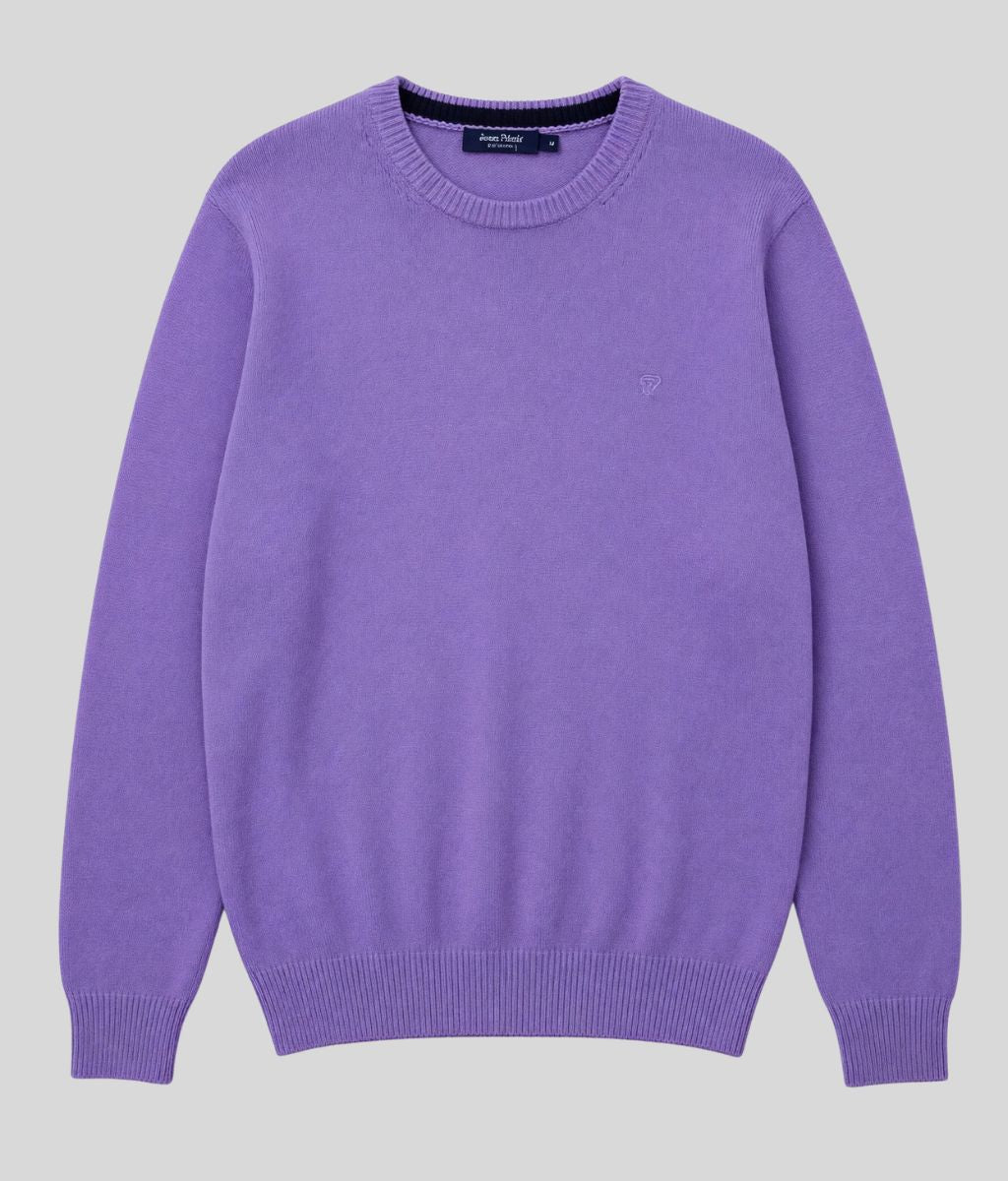 Mens Purple Wool Crew Neck Jumper