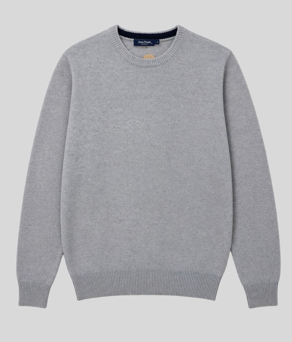 Mens Grey Wool Crew Neck Jumper