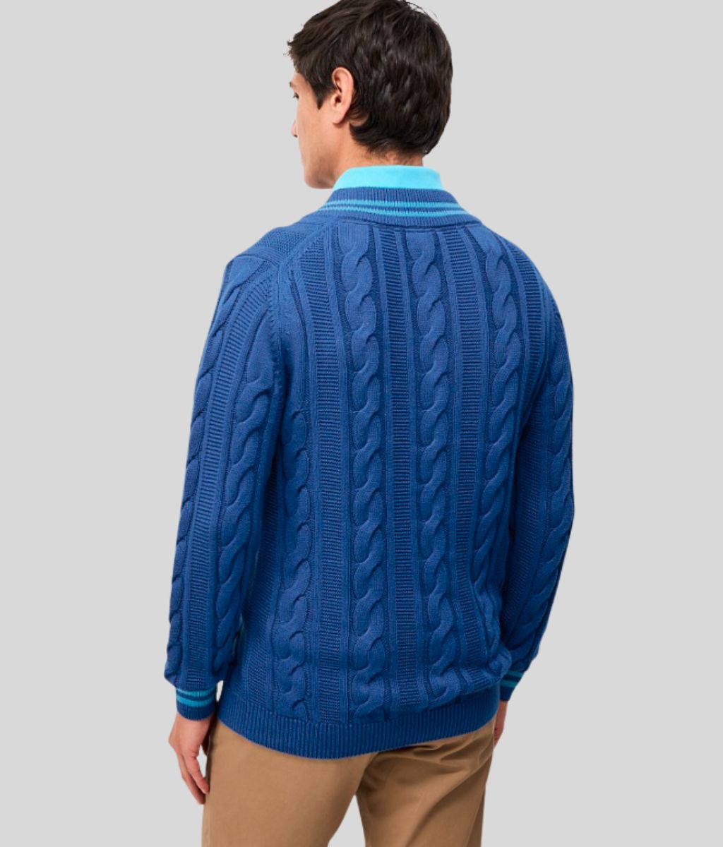 Mens Blue V Neck Cricket Jumper