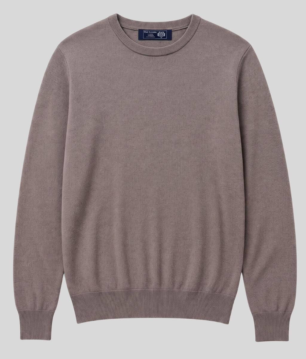 Mens Brown Extra Fine Merino Wool Jumper