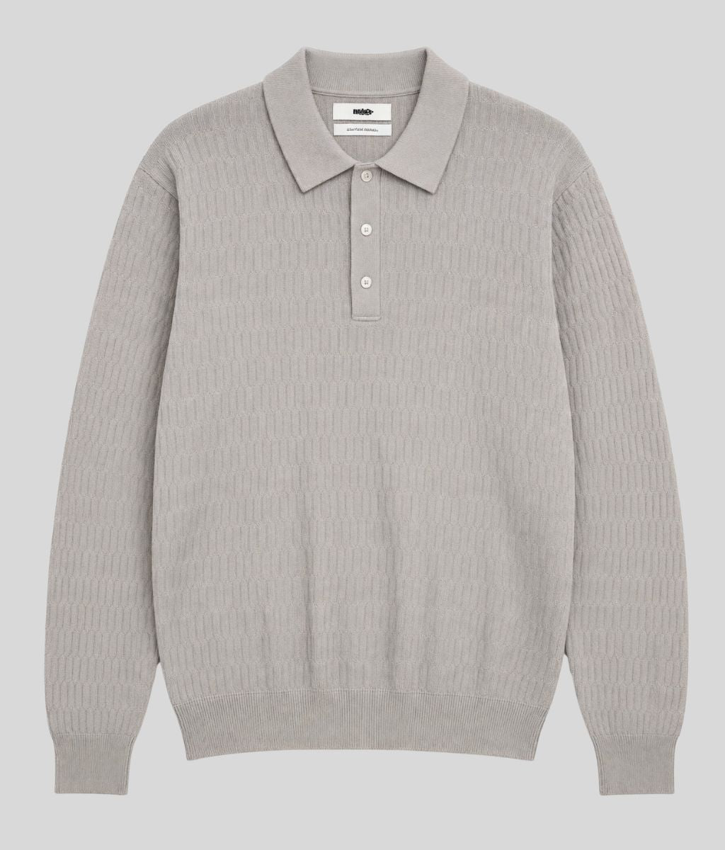 Mens Grey Cotton Modal Geometric Knit Jumper