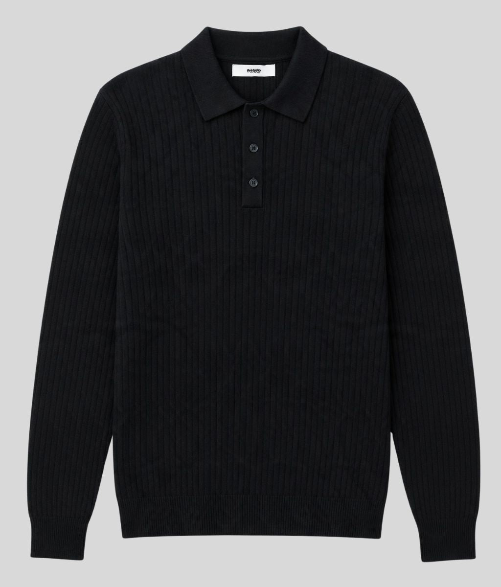 Mens Black Cotton Modal Geometric Knit Jumper