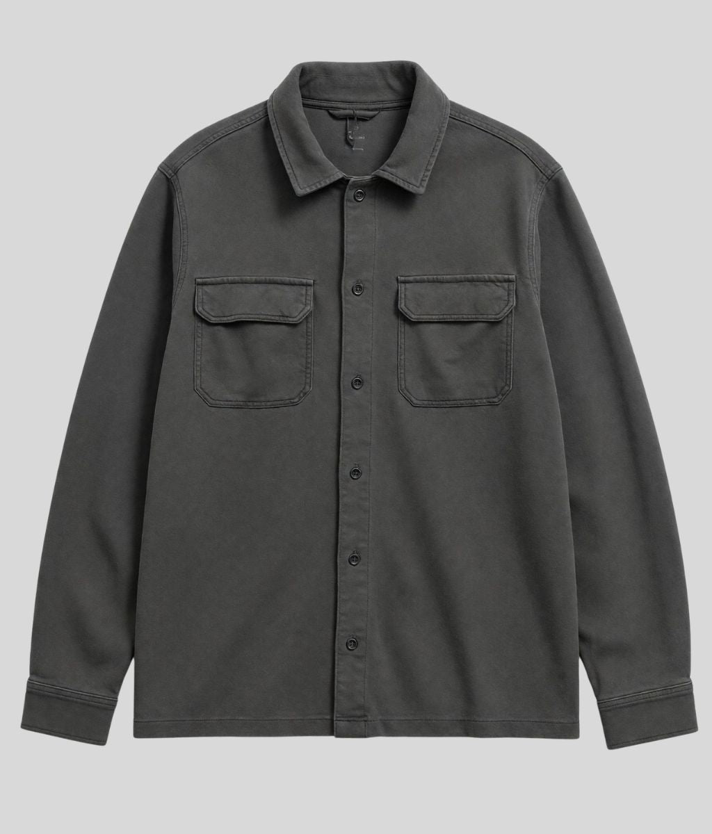 Mens Charcoal Cotton Jersey Overshirt