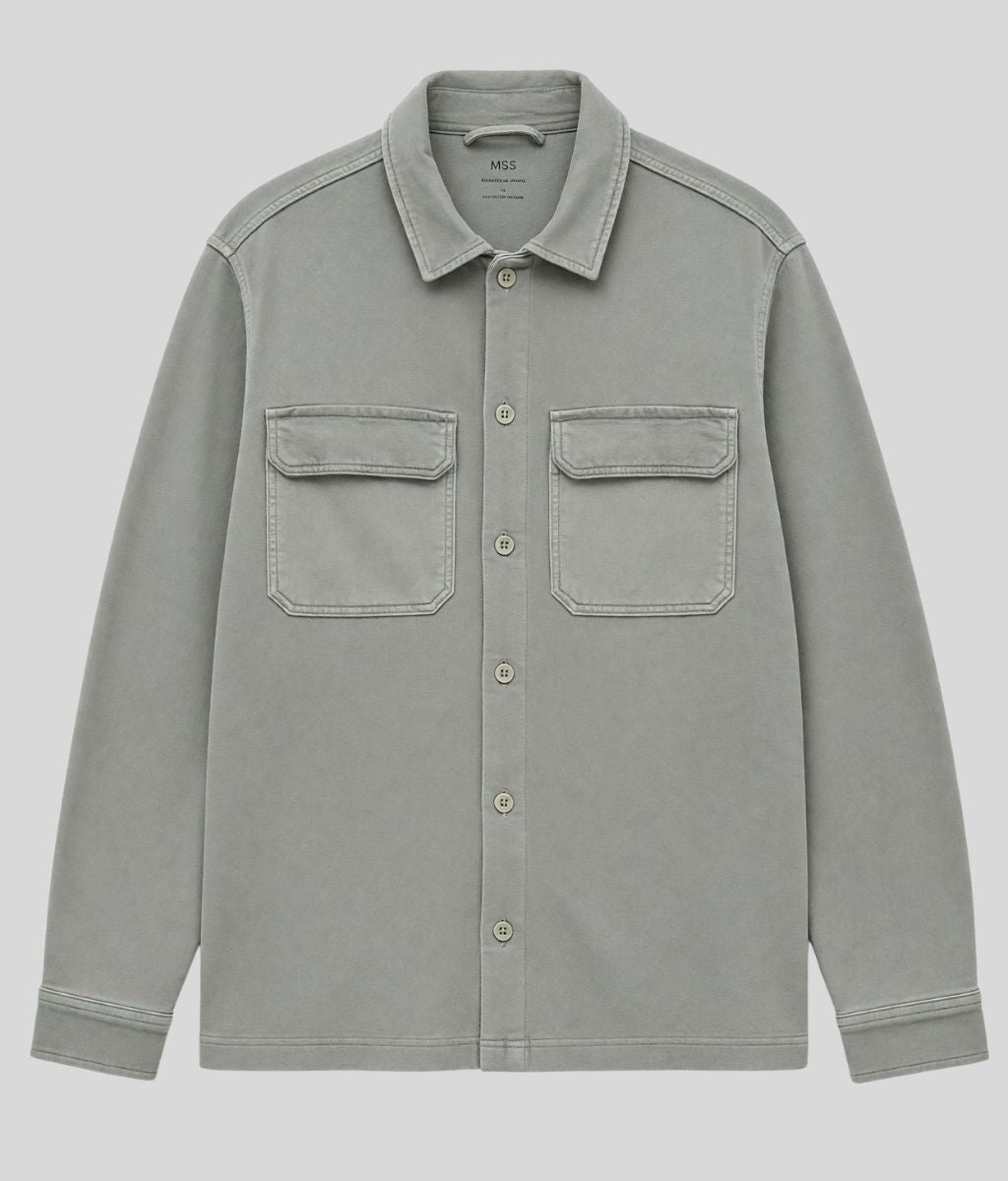 Mens Sage Cotton Jersey Overshirt