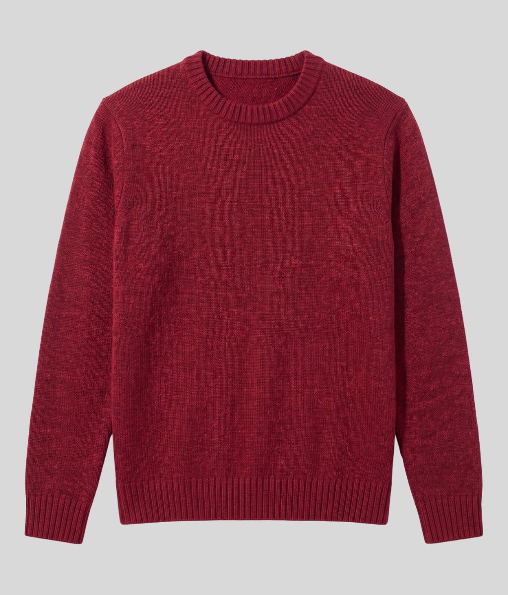 Mens Red Lambswool Crew Neck Jumper