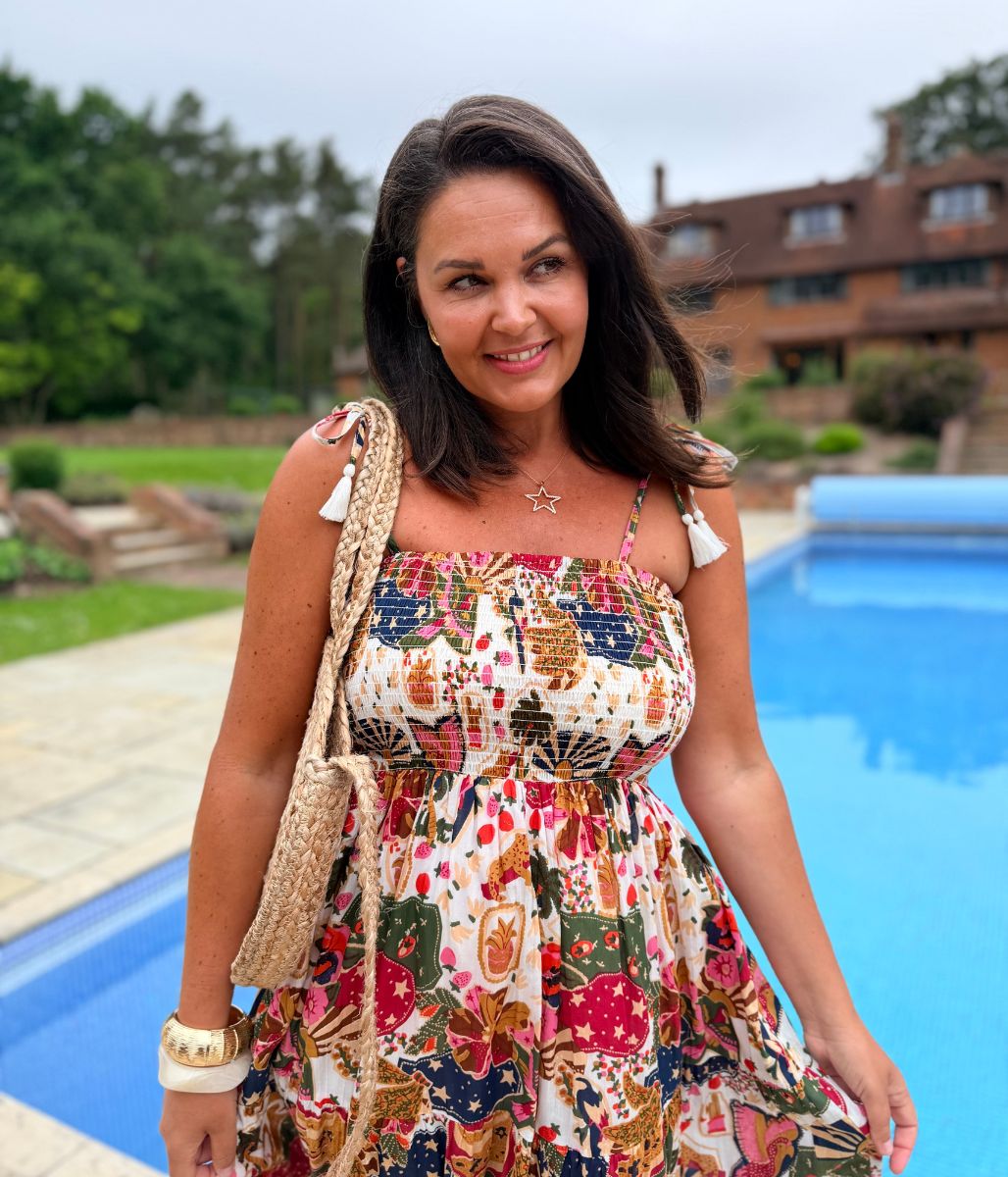 Ivory Malta Shirred Midi Dress