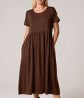 Chocolate Stretch Tiered Midi Dress