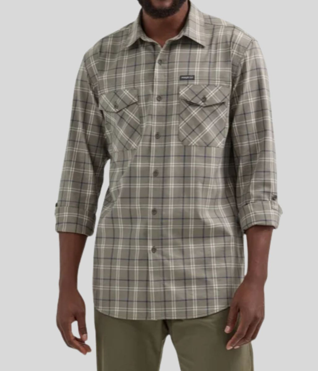 Mens Green Checked Utility Shirt