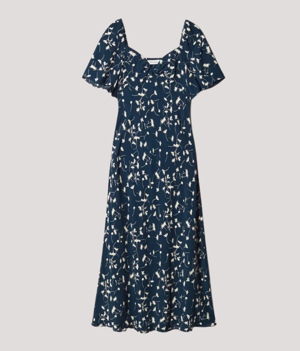 Navy Floral Nicoletta Midi Dress