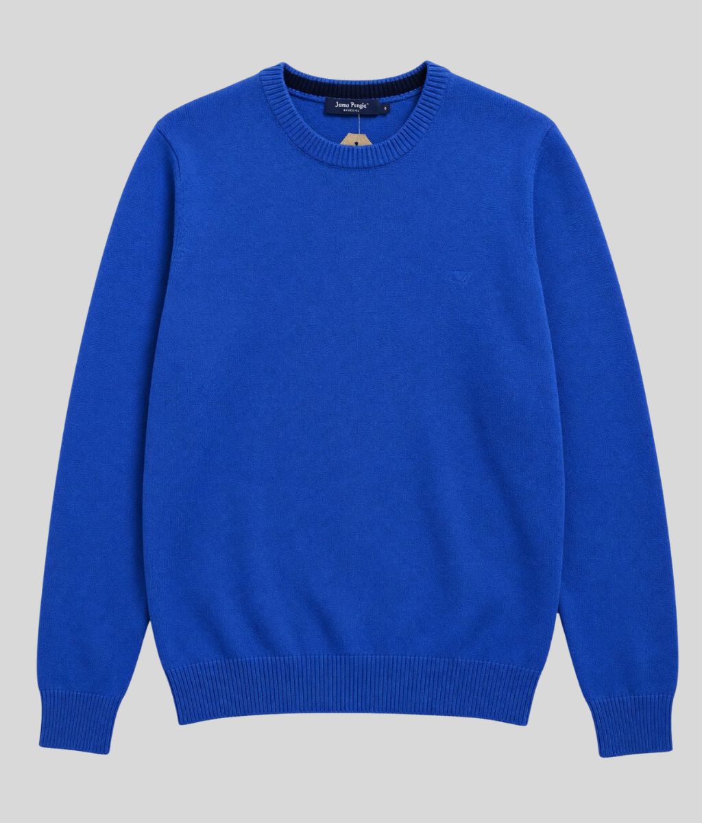Mens Turquoise Wool Crew Neck Jumper