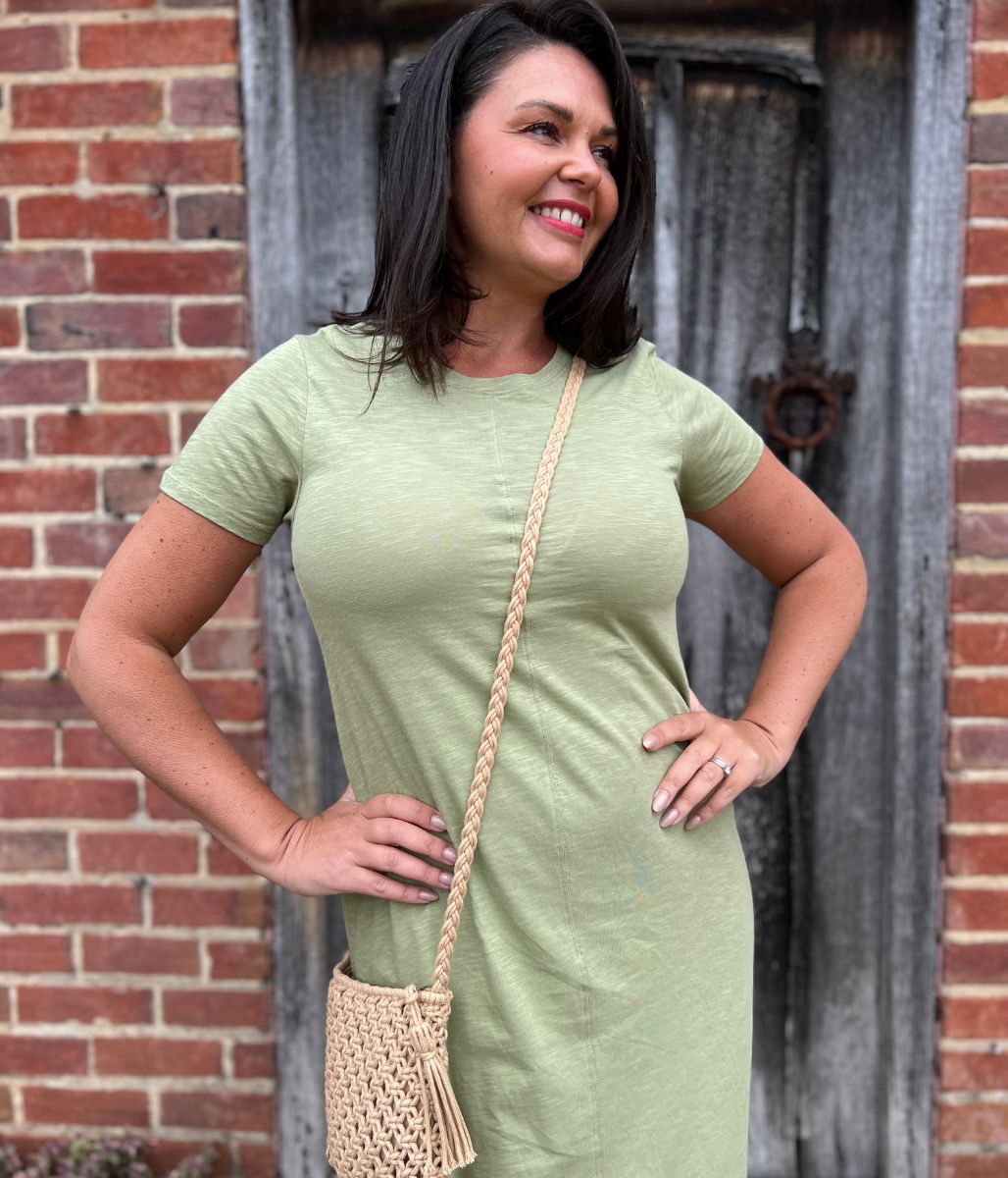 Green Pure Cotton Midi Dress