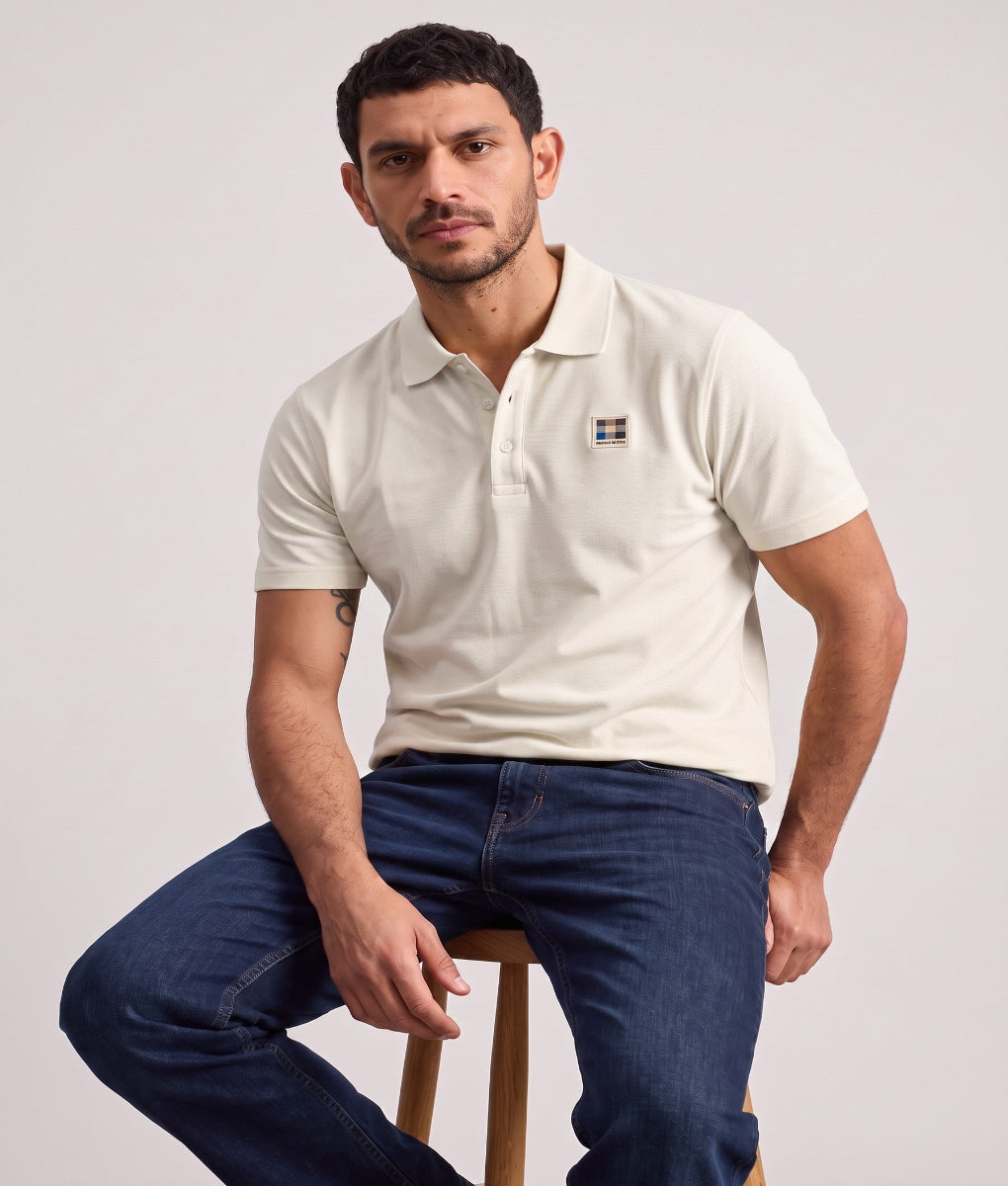 Ivory  Aquascutum Mens Pique Polo Shirt