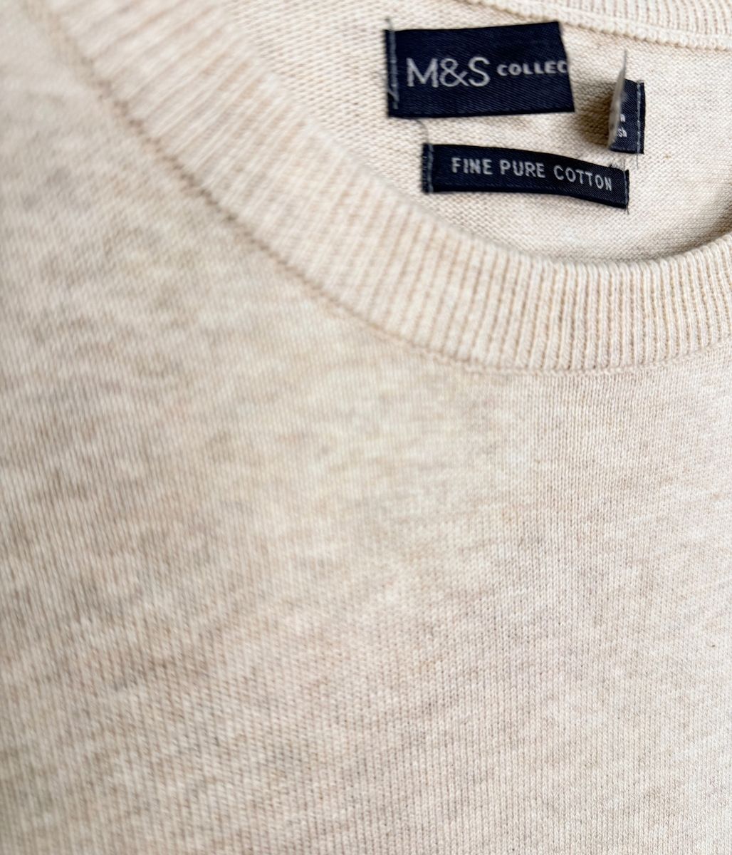 Mens Natural Fine Pure Cotton Jumper