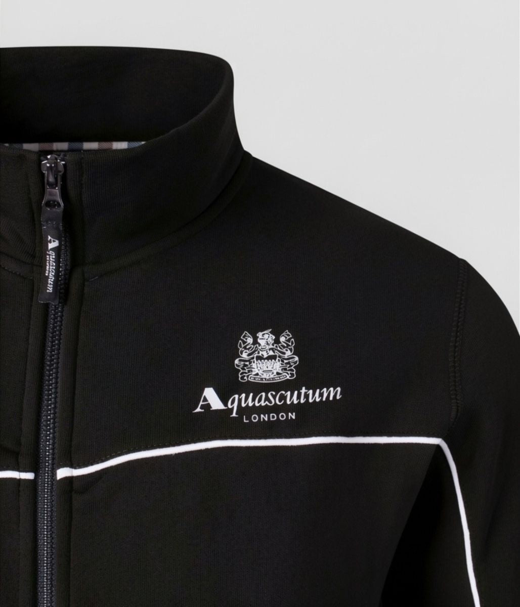 Black Aquascutum Active Piping Mock Neck Track Top
