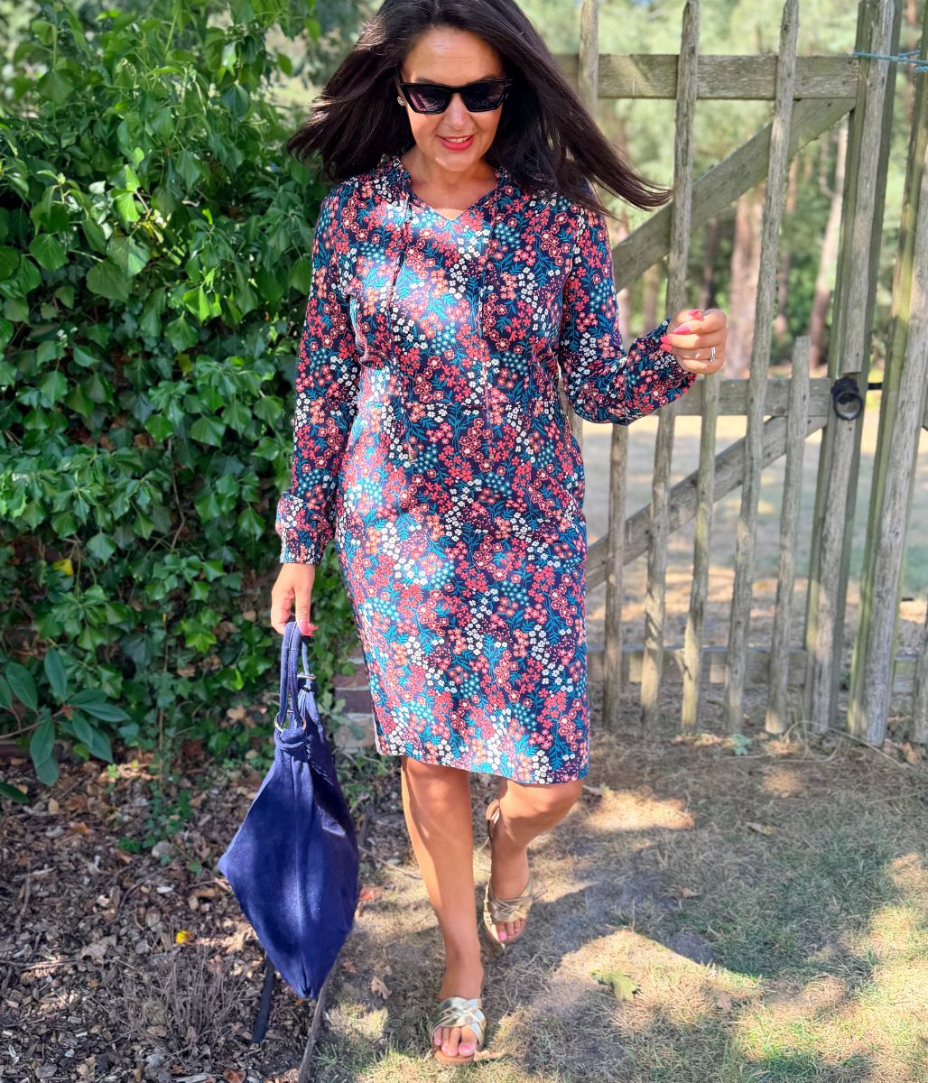 Navy Brakeburn Ditsy Print Cotton Dress