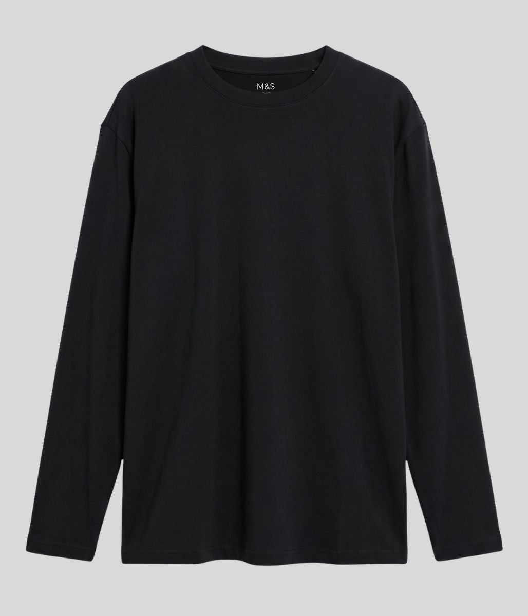 Mens Black Relaxed Fit Ultimate Long Sleeve T Shirt