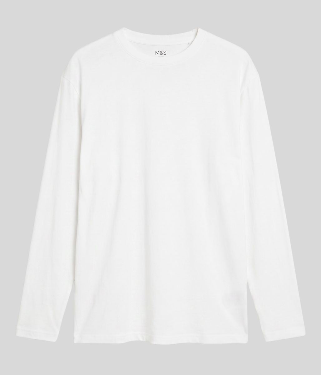 Mens White Relaxed Fit Ultimate Long Sleeve T Shirt
