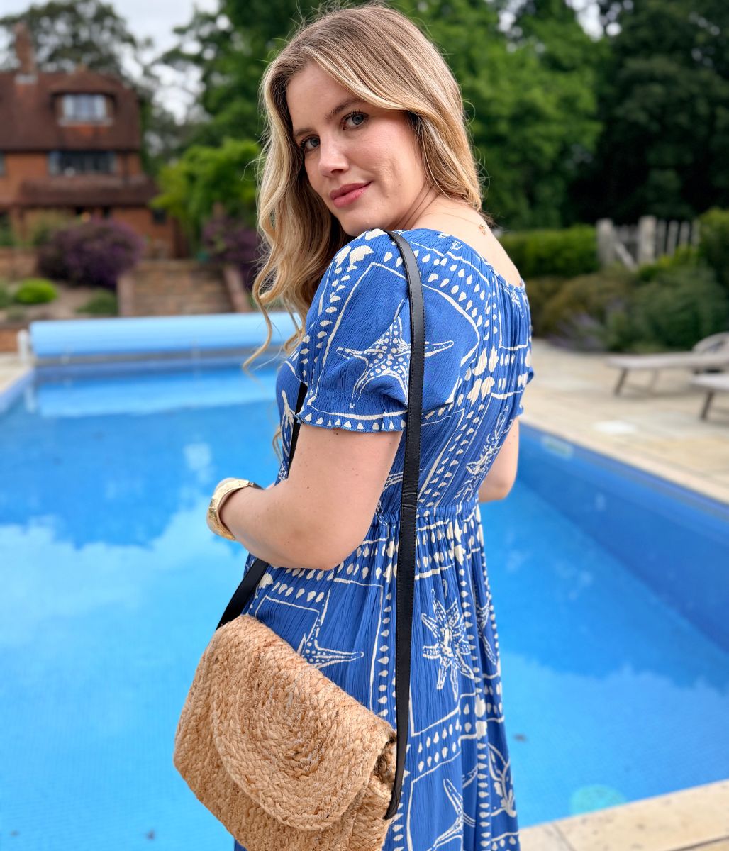 Blue Starfish Print Maxi Dress