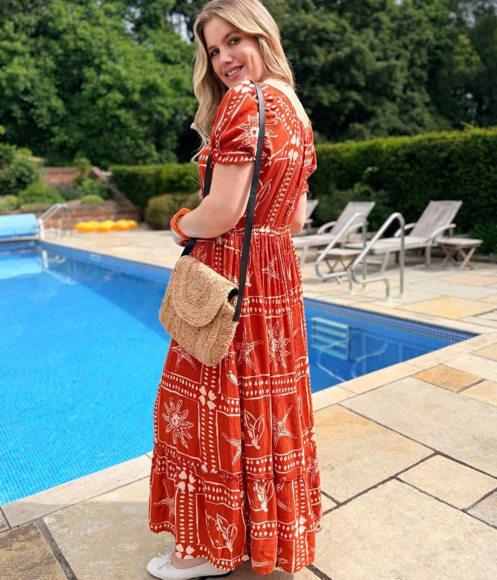 Rust Starfish Print Maxi Dress