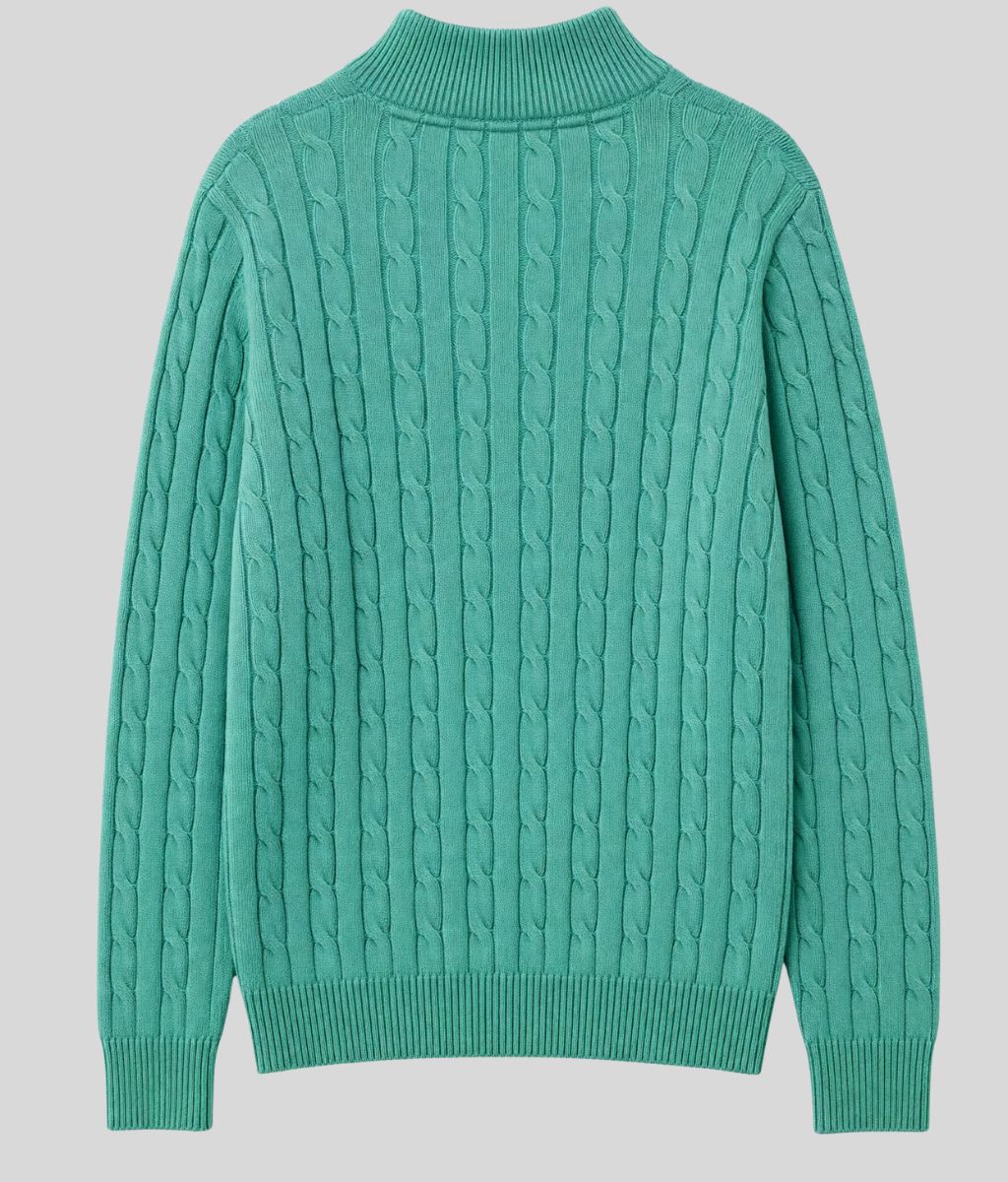 Green Mens Oarsman Cotton Half Zip Jumper