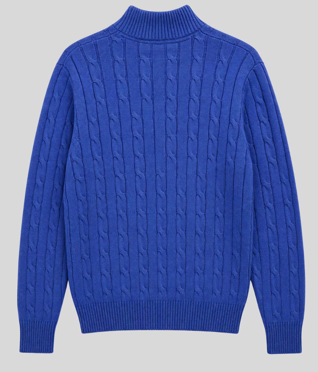 Denim Blue Mens Oarsman Cotton Half Zip Jumper