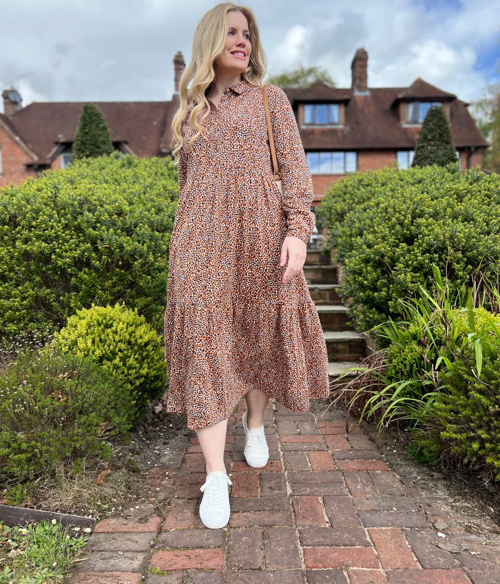 Brakeburn Spotted Jersey Shirt Midaxi Dress