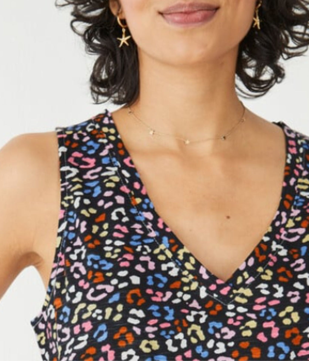 Animal Print Cotton Jersey Midi Dress