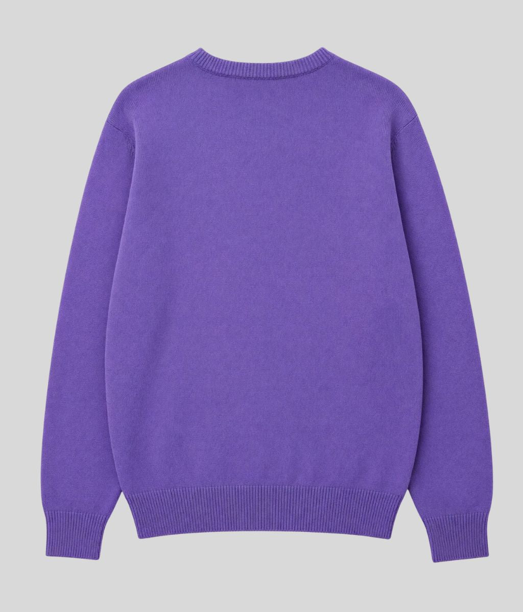 Mens Purple Wool Crew Neck Jumper