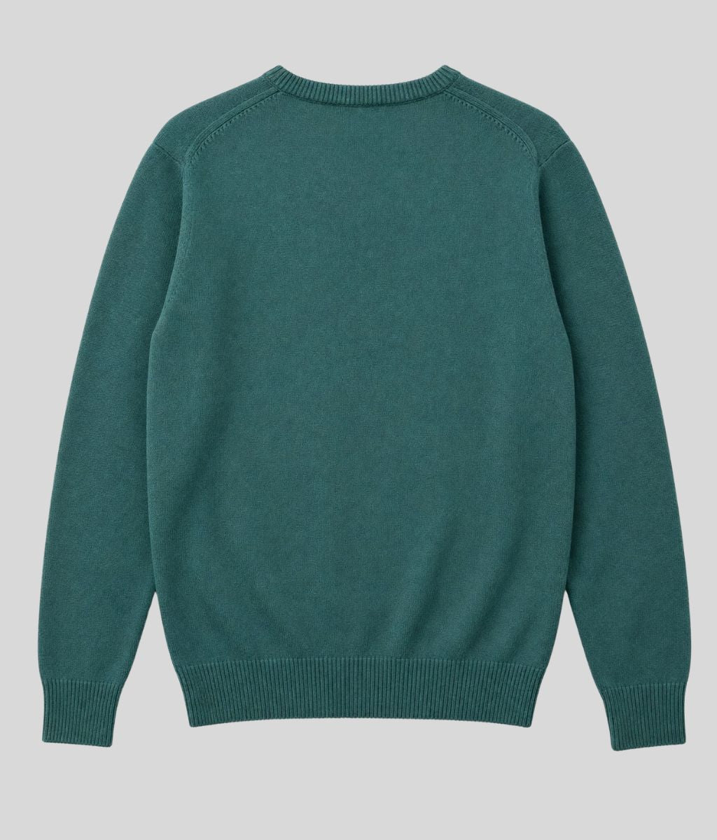 Mens Green Wool Crew Neck Jumper
