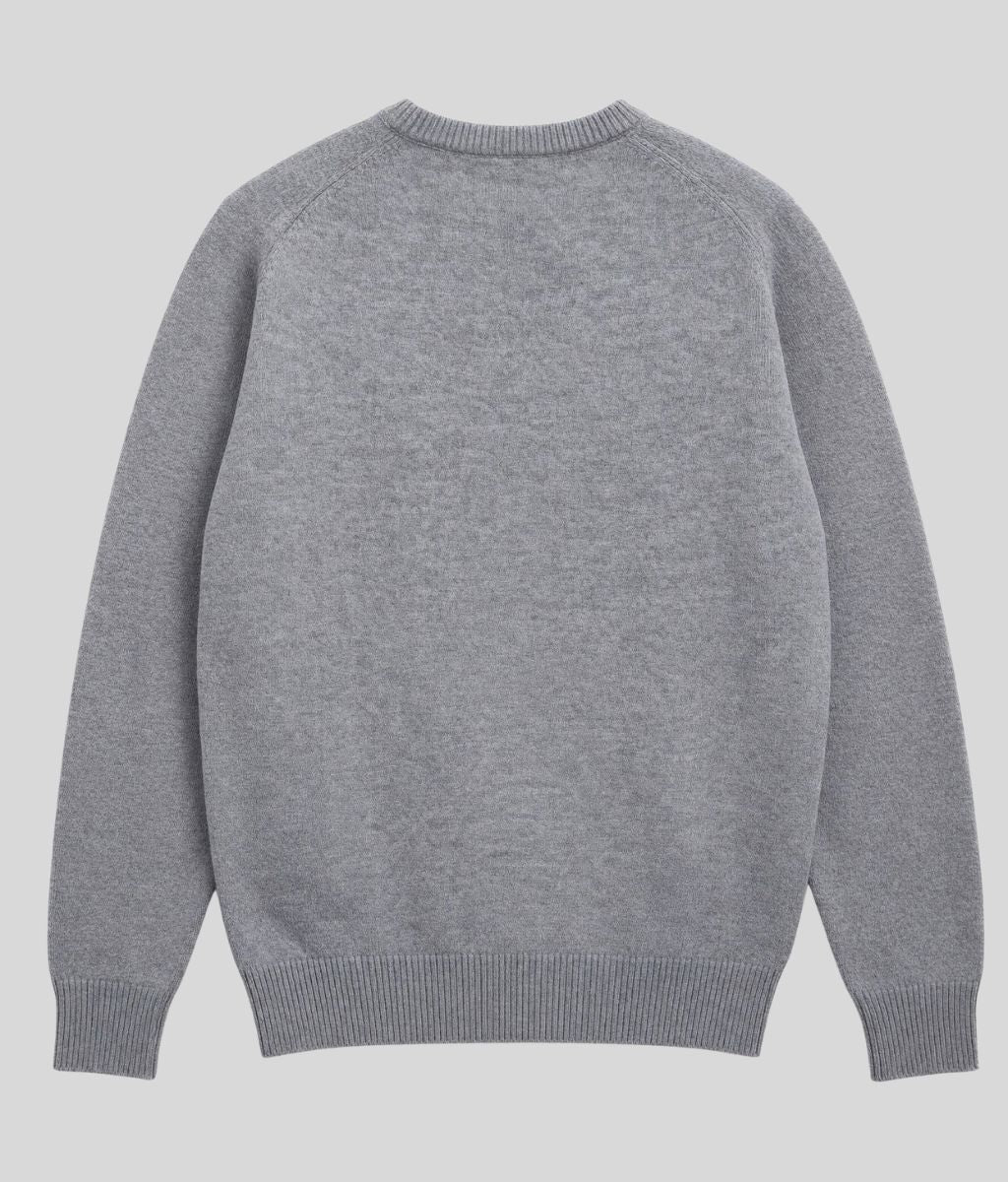 Mens Grey Wool Crew Neck Jumper