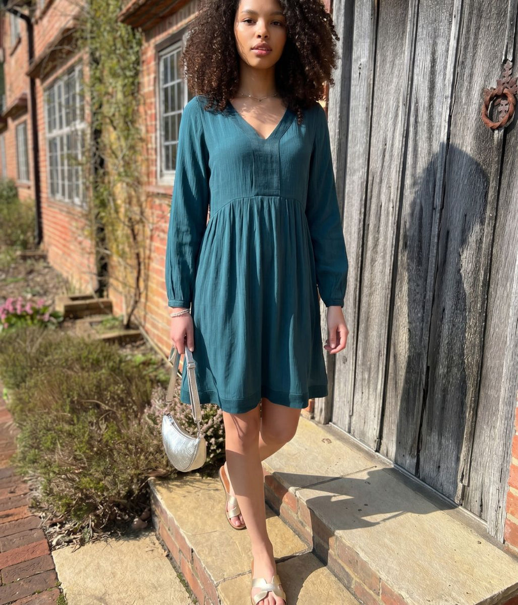 Teal Penelope Satin Dress