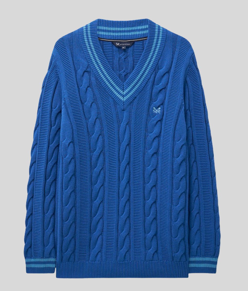 Mens Blue V Neck Cricket Jumper