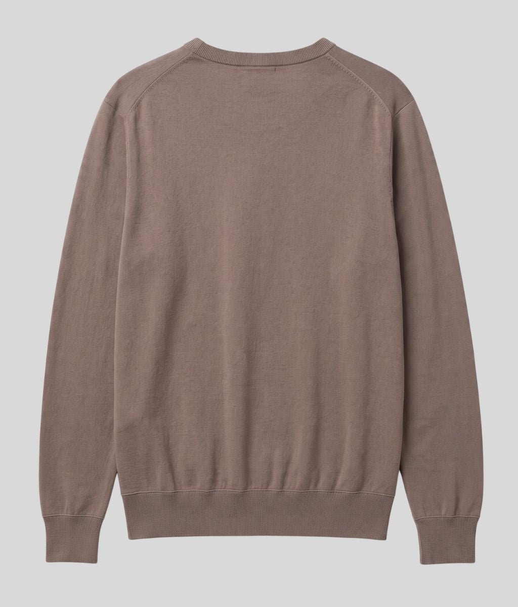 Mens Brown Extra Fine Merino Wool Jumper