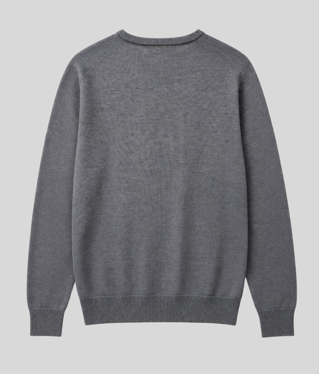 Mens Grey Extra Fine Merino Wool Jumper