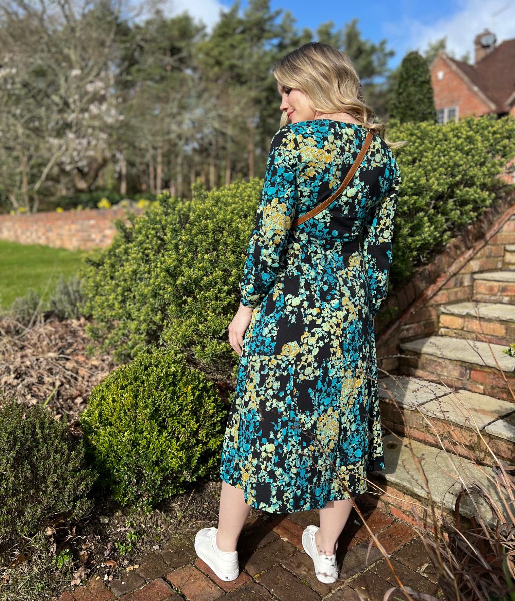 Megan Printed Long Sleeve Jersey Dress