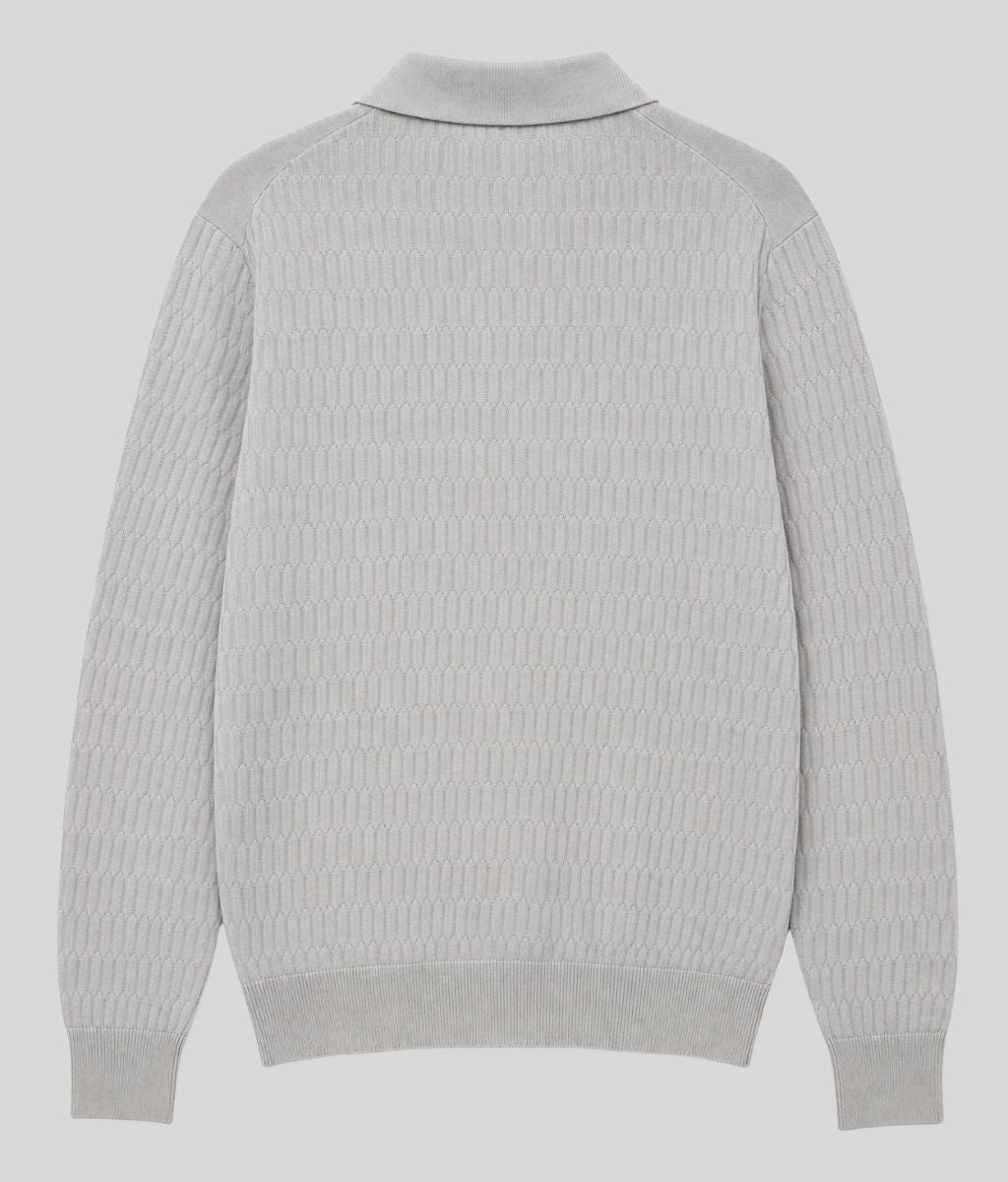 Mens Grey Cotton Modal Geometric Knit Jumper